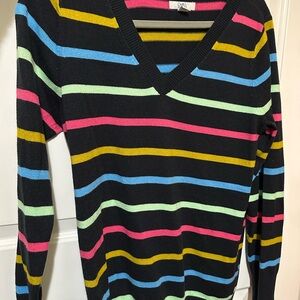Colorful Striped V-Neck Sweater